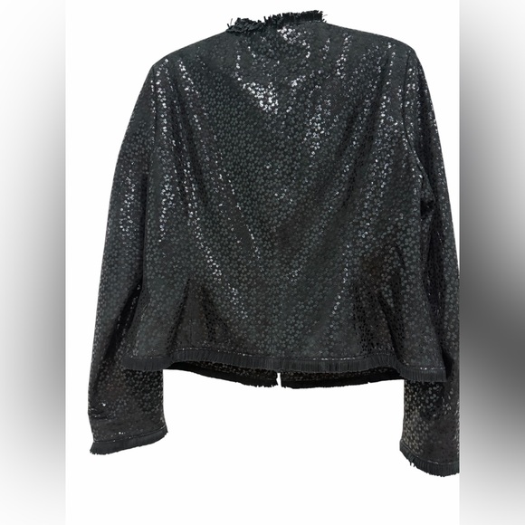 Doncaster Leather Jacket Zip-Front Jacket and Fringe Detail - Picture 2 of 5